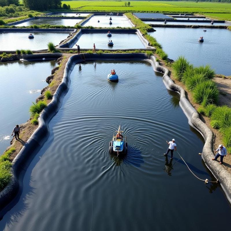 Màng HDPE được ứng dụng để bảo vệ các công trình đê điều, kè biển, ngăn chặn sự xâm thực của nước và bảo vệ kết cấu khỏi tác động môi trường, góp phần duy trì tuổi thọ công trình.